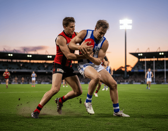 AFL players competing for the ball